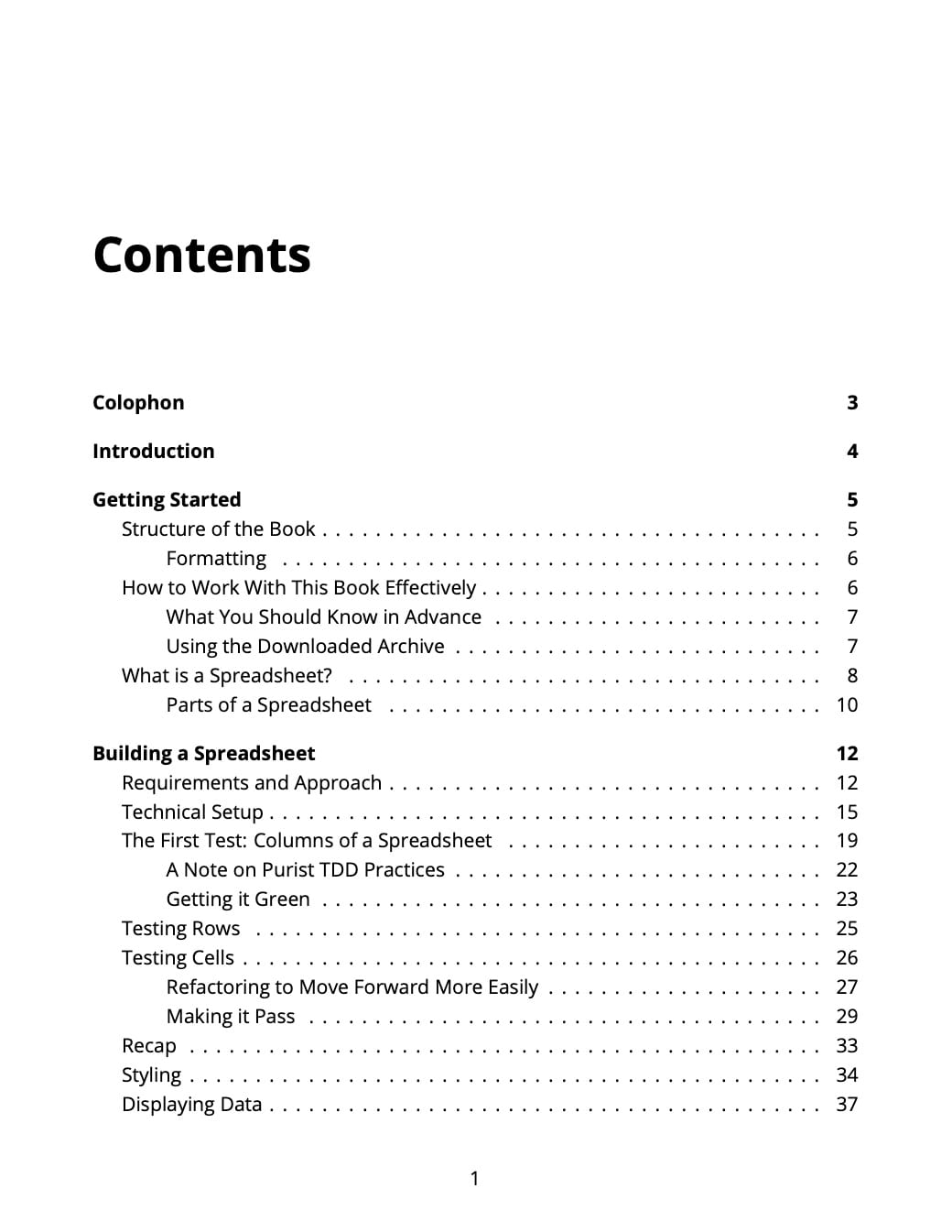 Table of contents page 1 of 2