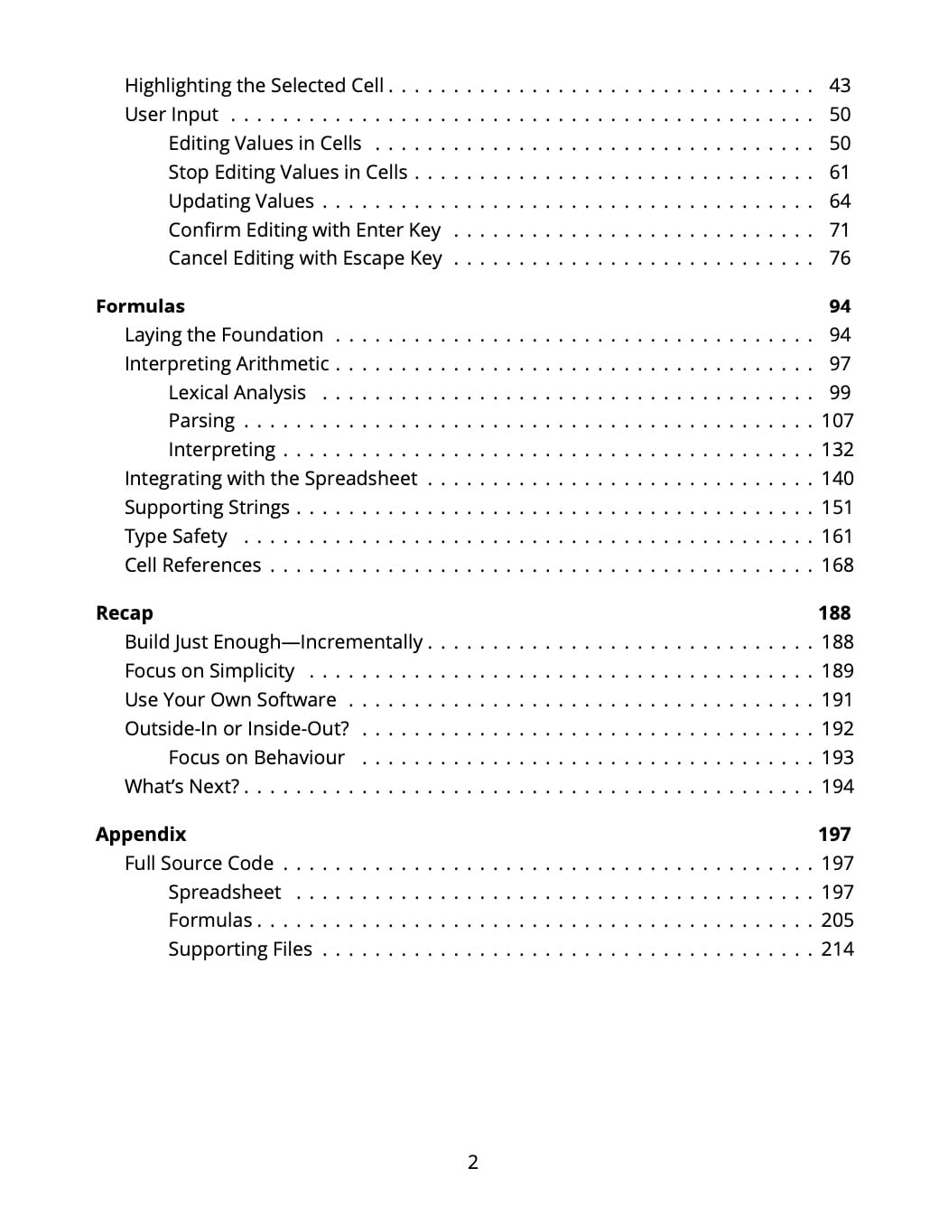 Table of contents page 2 of 2